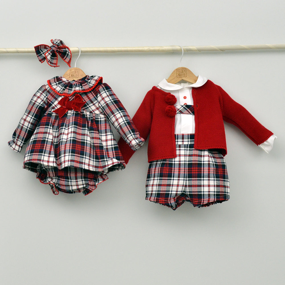 trajes navidades niños conjuntados vestidos rojo navidad fotos navideñas españa niñas coordinadas tienda Online moda infantil fiestas