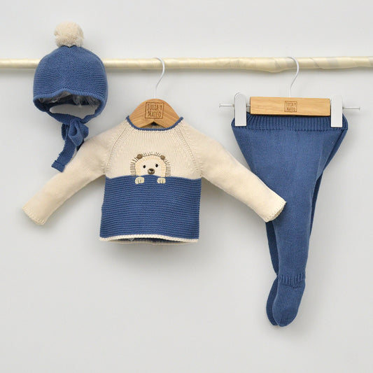 Conjunto bebés punto Guadiana con jersey, polaina y capota