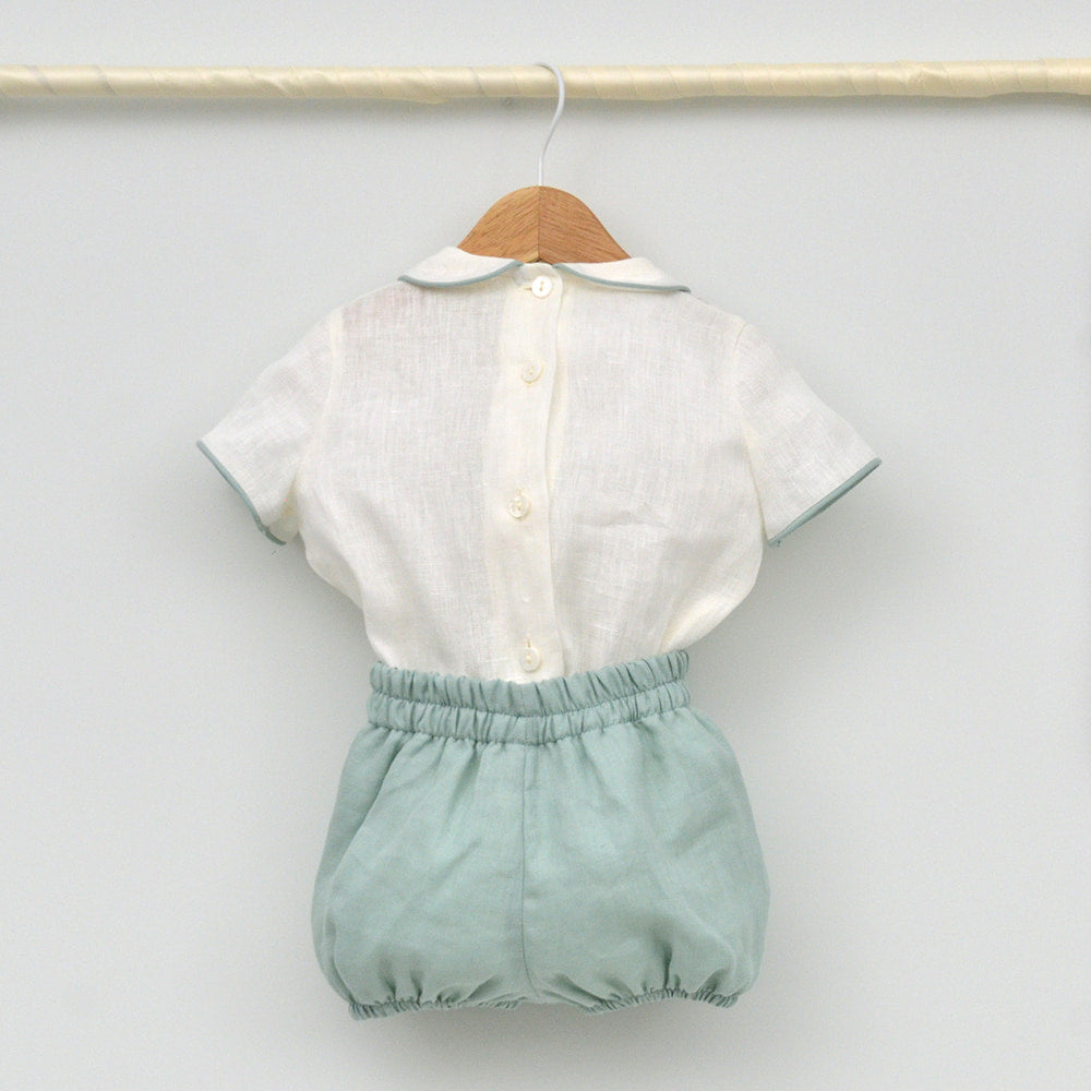 Conjunto bebé lino Beatriz con pajarita