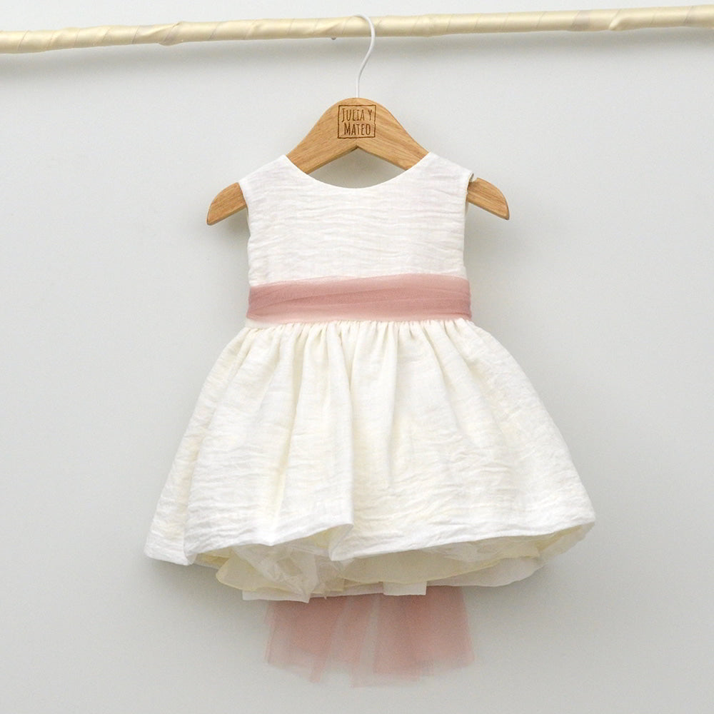 Tienda online ropa eventos bodas ceremonia bautizo niñas bebes vestidos fajin adorno floral rosa estilo moderno