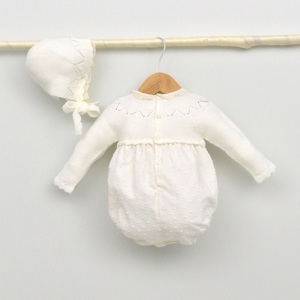 traje Bautizo niños otoño invierno punto manga larga, patucos, capota, frio, hecho en españa, pelele bautizo con capota y patucos clasico hecho en españa