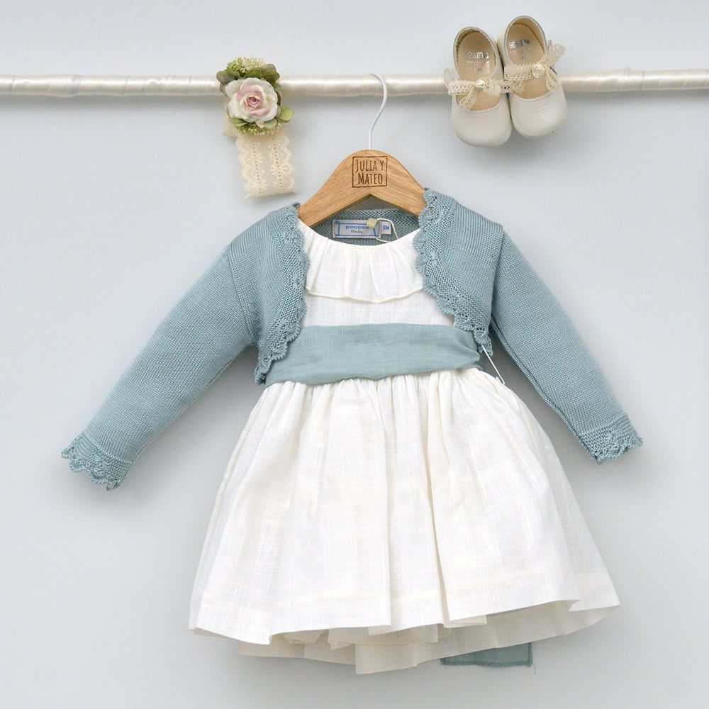Vestido bebés Emma con fajín de lino