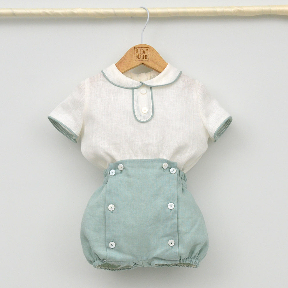 Conjunto bebé lino Beatriz con pajarita