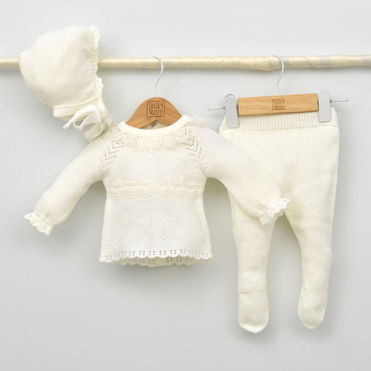 conjunto vestir punto niños bautizo Invierno traje invierno Bautismo polaina capota clasica primeras puestas salir del hospital frio hecho en españa