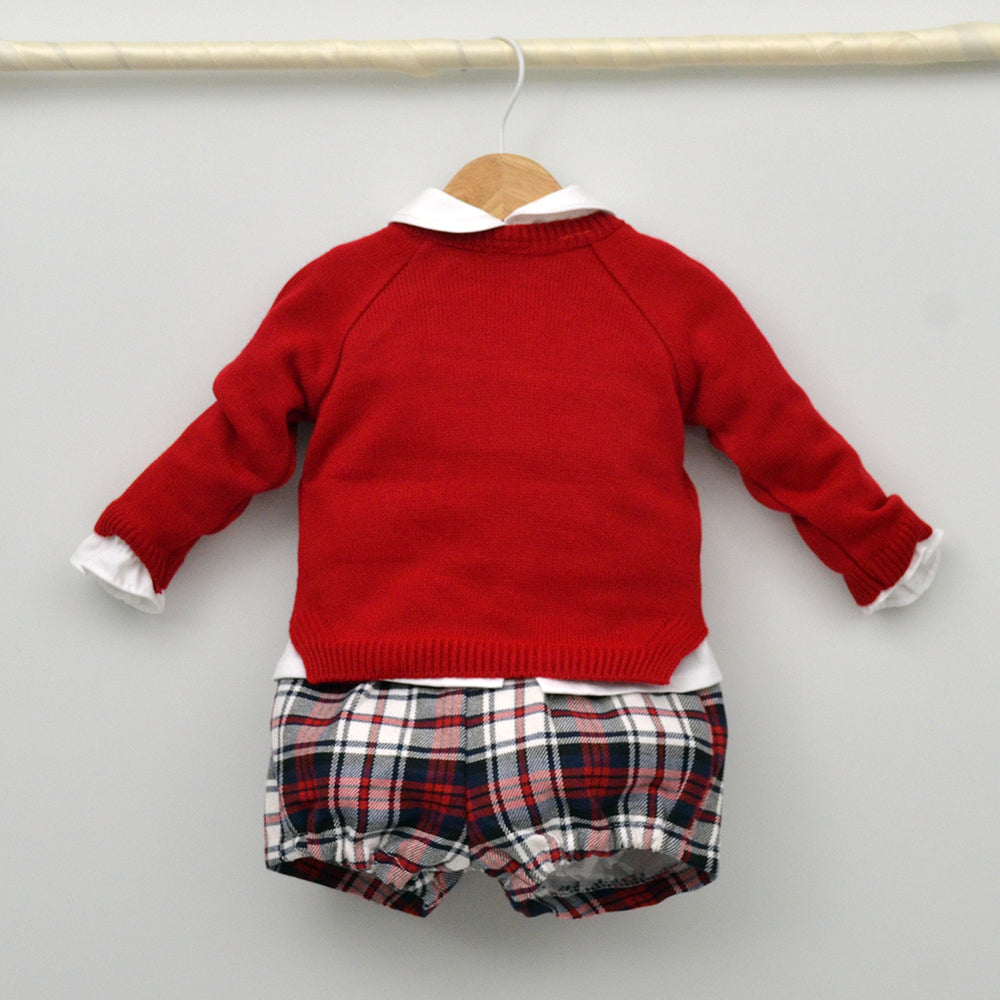 Conjunto bebé Noel con pantalón, suéter y camisa cuello bebé