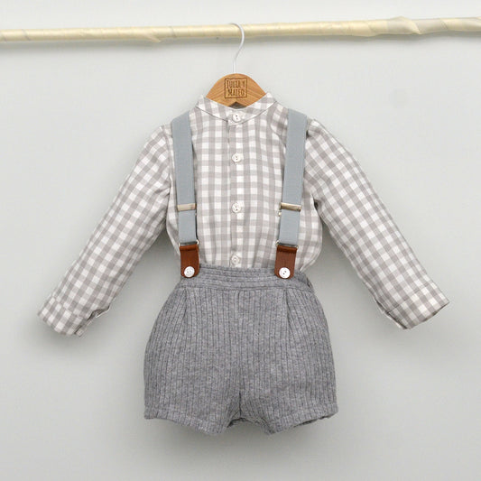 Conjunto bebé Enzo con peto y camisa cuello Mao