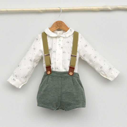 Conjunto bebé Diego con peto y camisa cuello bebé