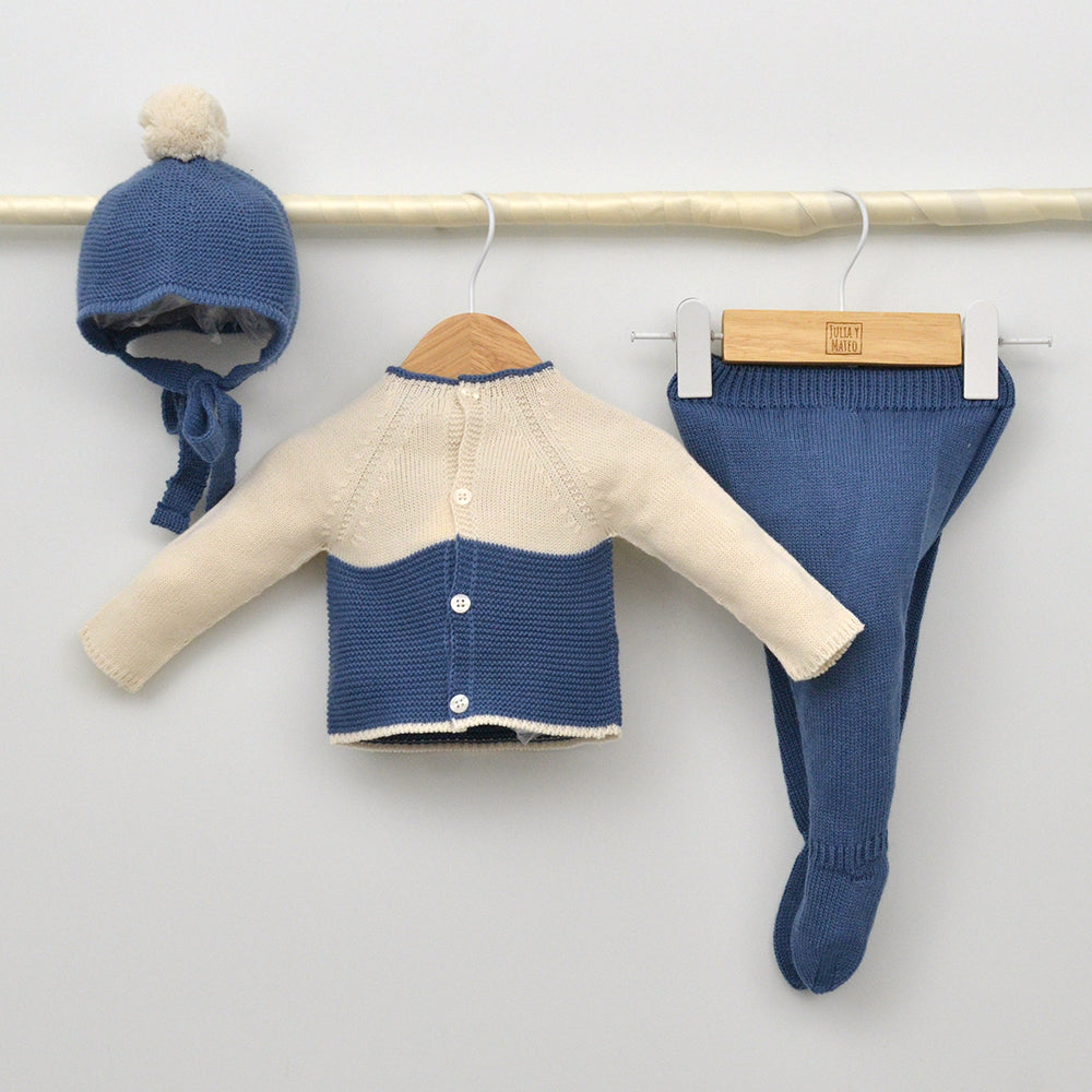 Conjunto bebés punto Guadiana con jersey, polaina y capota