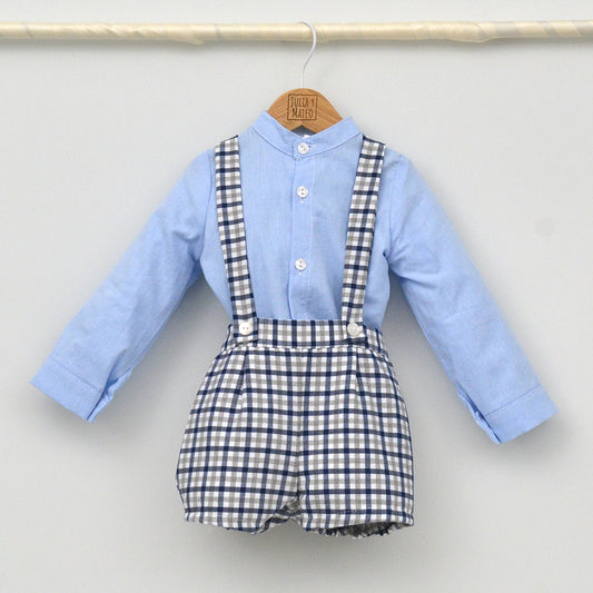 Conjunto bebé de vestir con peto y camisa cuello Mao "Enzo"