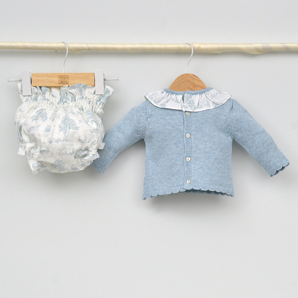 Conjunto bebé Florencia con sueter de punto y culotte