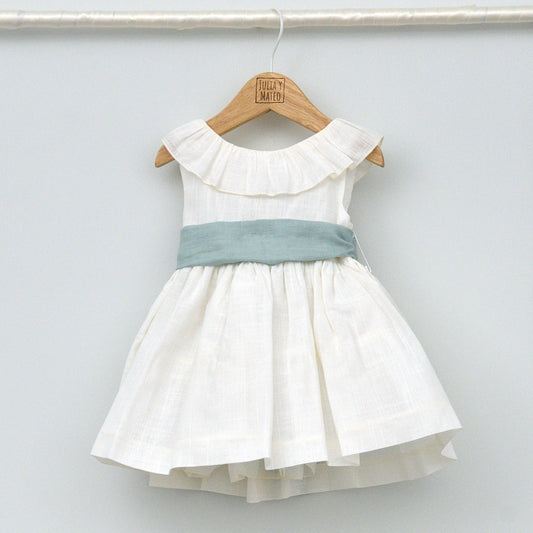 Vestido bebés Emma con fajín de lino
