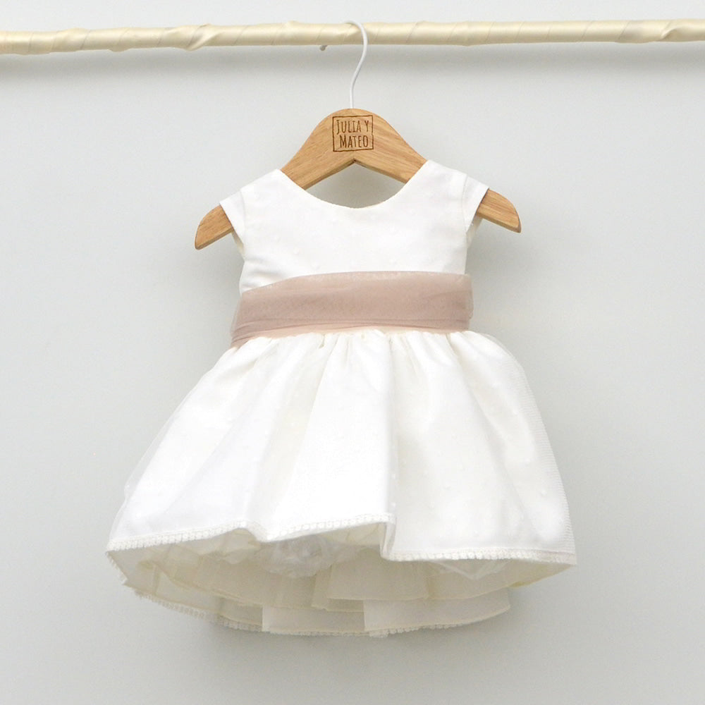 Vestido Tul niña plumeti Leo con adorno floral