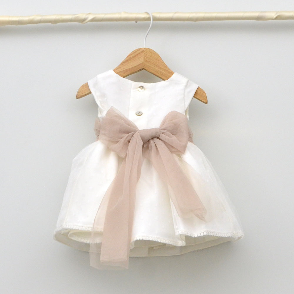 Vestido Tul niña plumeti Leo con adorno floral