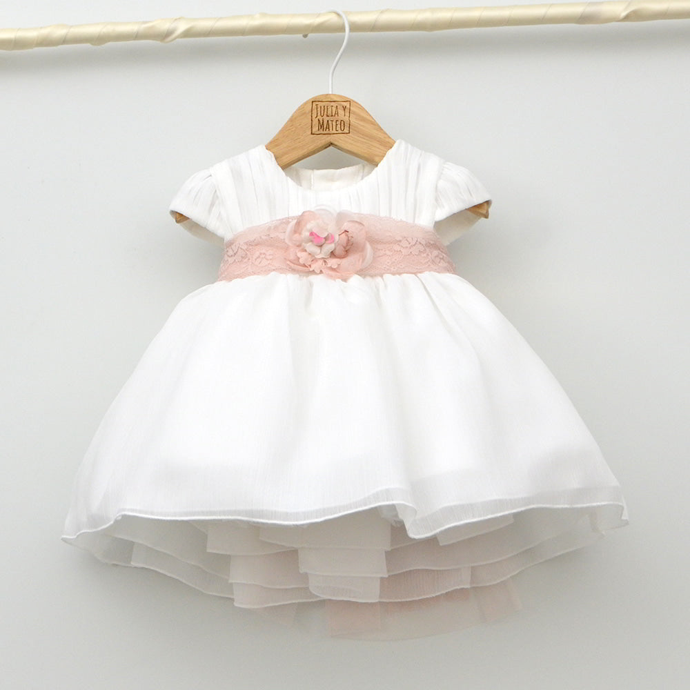 traje vestido ceremonia niña Amaya arras hermanas a juego pajes bodas lazo rosa