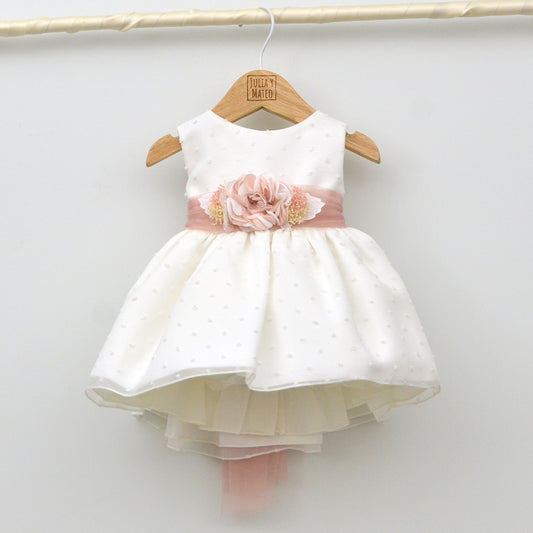 Vestido Tul niña María con adorno floral
