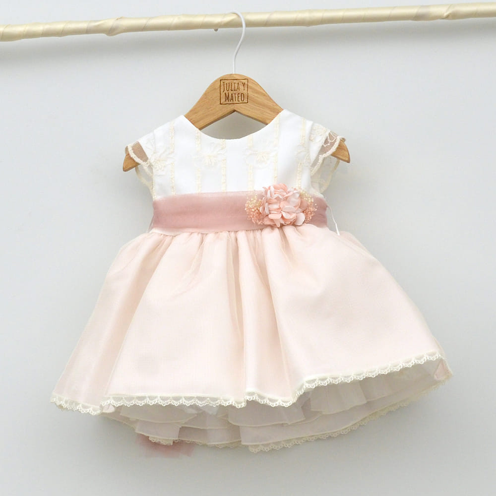 Vestido niña tul Catalina con adorno floral
