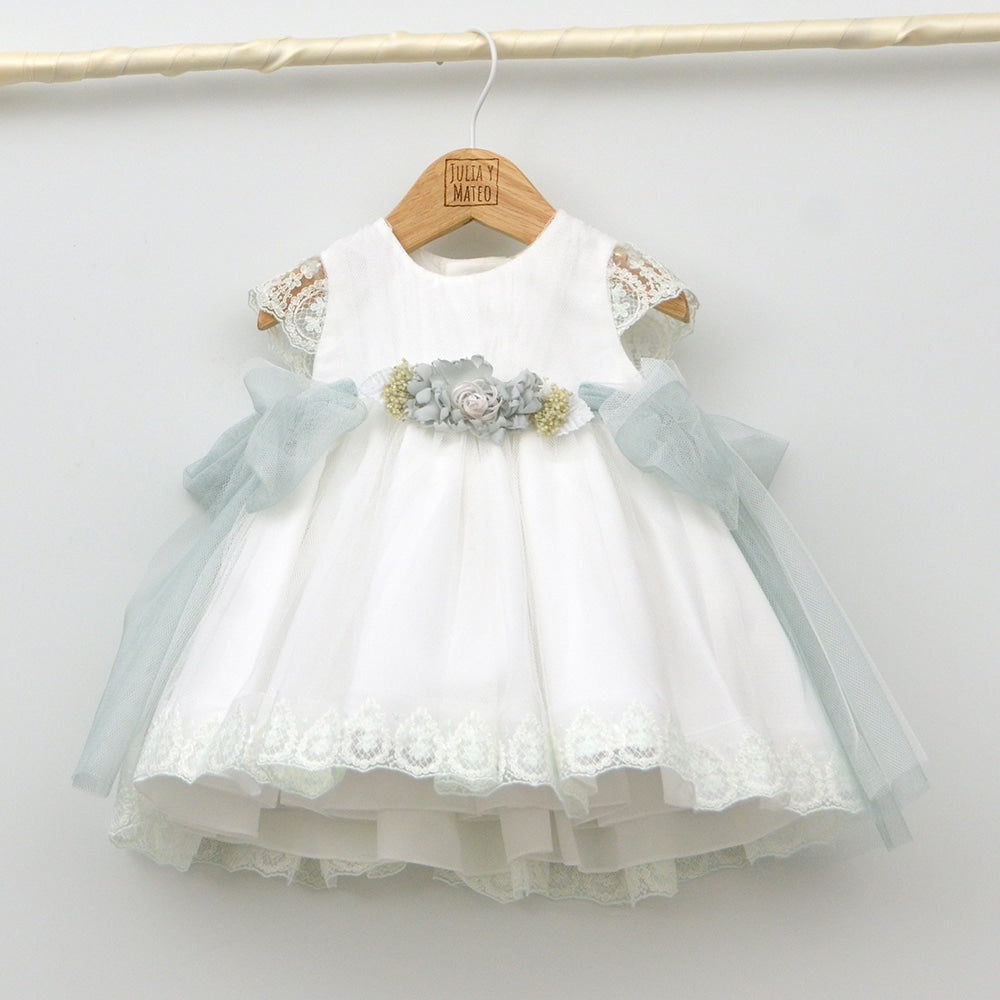 vestido ceremonia niña fajin adorno floral traje bautizo arras bodas bebes 3,6,9,12,18,24,30,36,meses tienda online ropa vestir eventos infantil amaya mayoral abel y lula hecho en españa