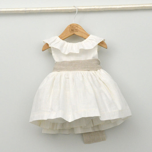Vestido bebés Emma con fajín de lino