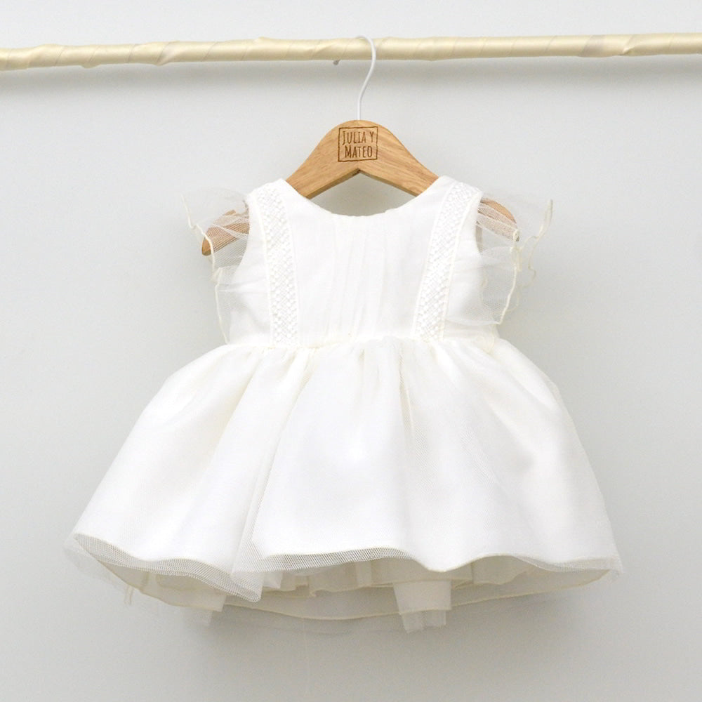 Vestido Tul bebé Santiago con adorno floral