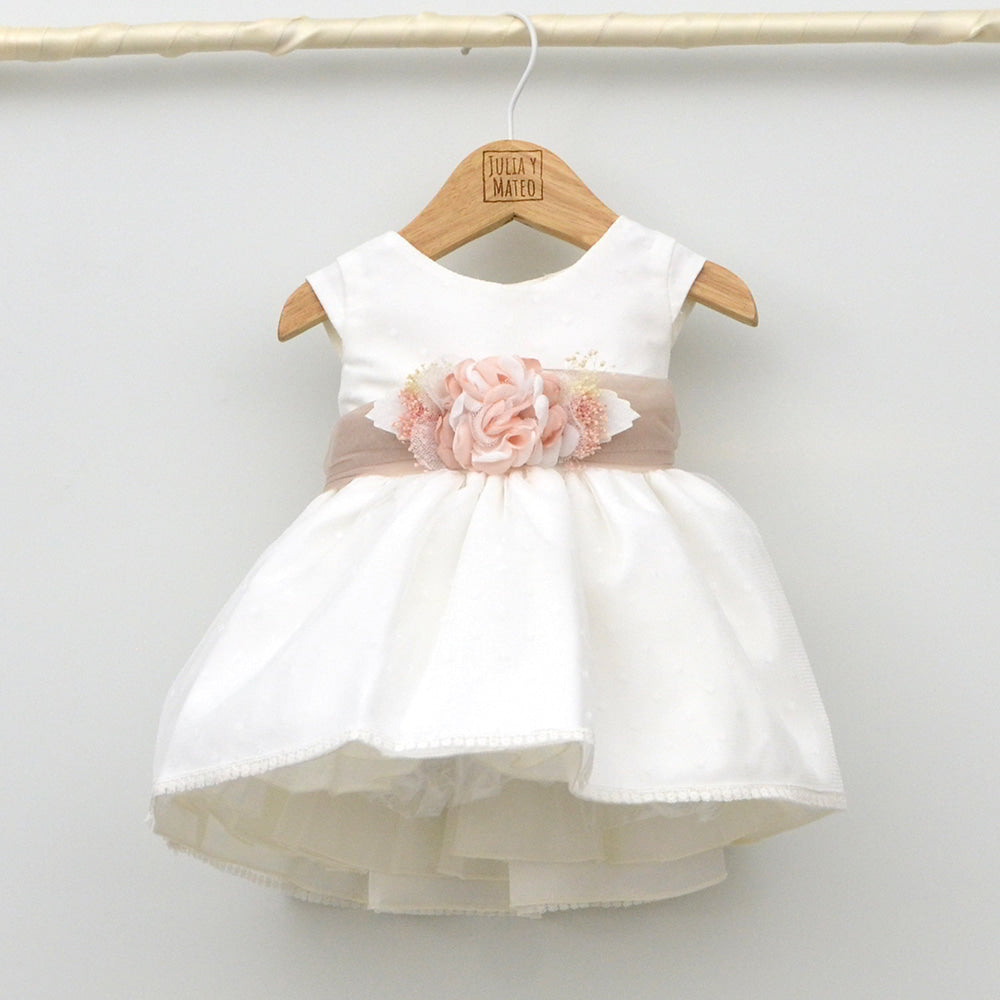 Vestido Tul bebés plumeti Leo con adorno floral