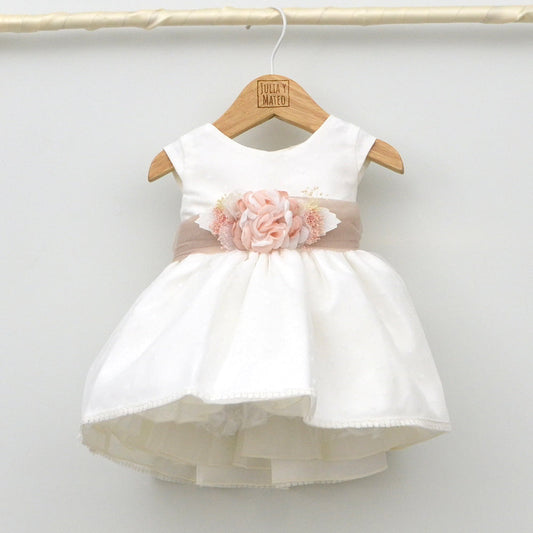 Vestido Tul niña plumeti Leo con adorno floral