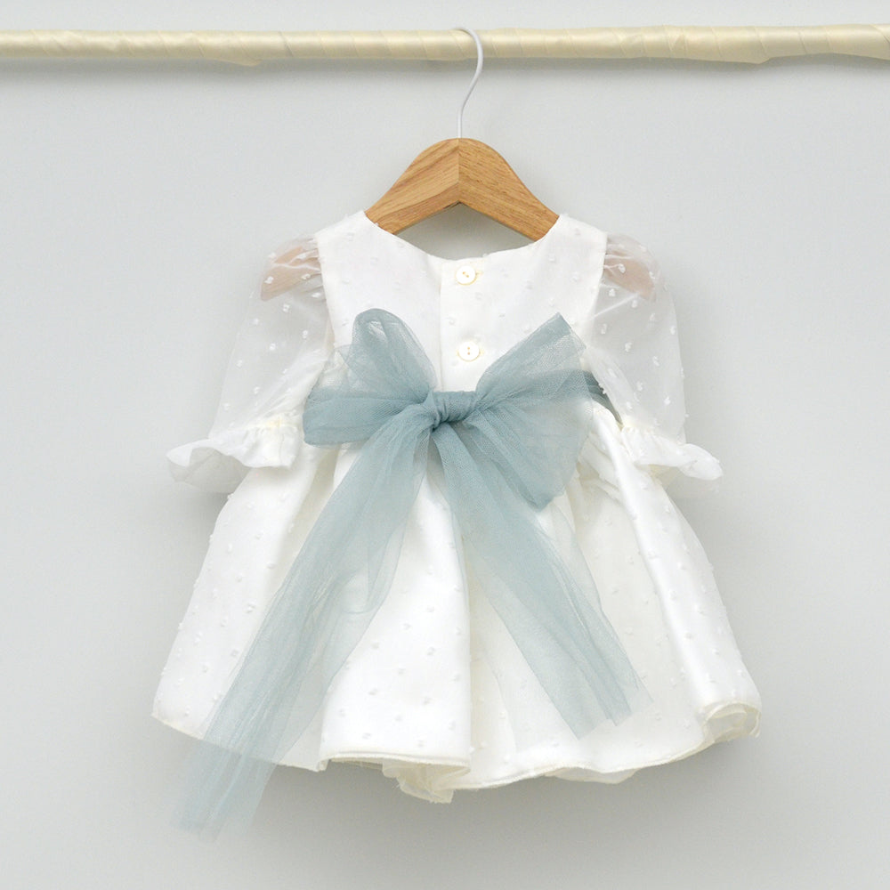 Vestido Tul bebés plumeti María con manga francesa de tul y adorno floral