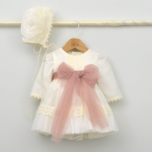 Vestido tul plumeti Paula con capota