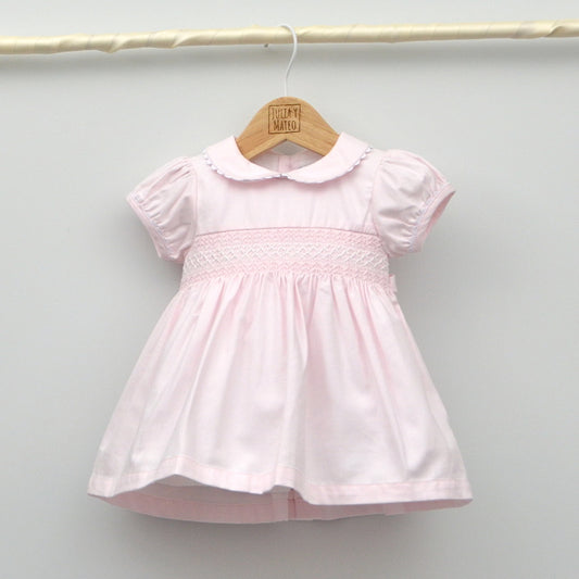 vestido vestir niñas bebes rosa nido de abeja tienda online ropa vestir clasica