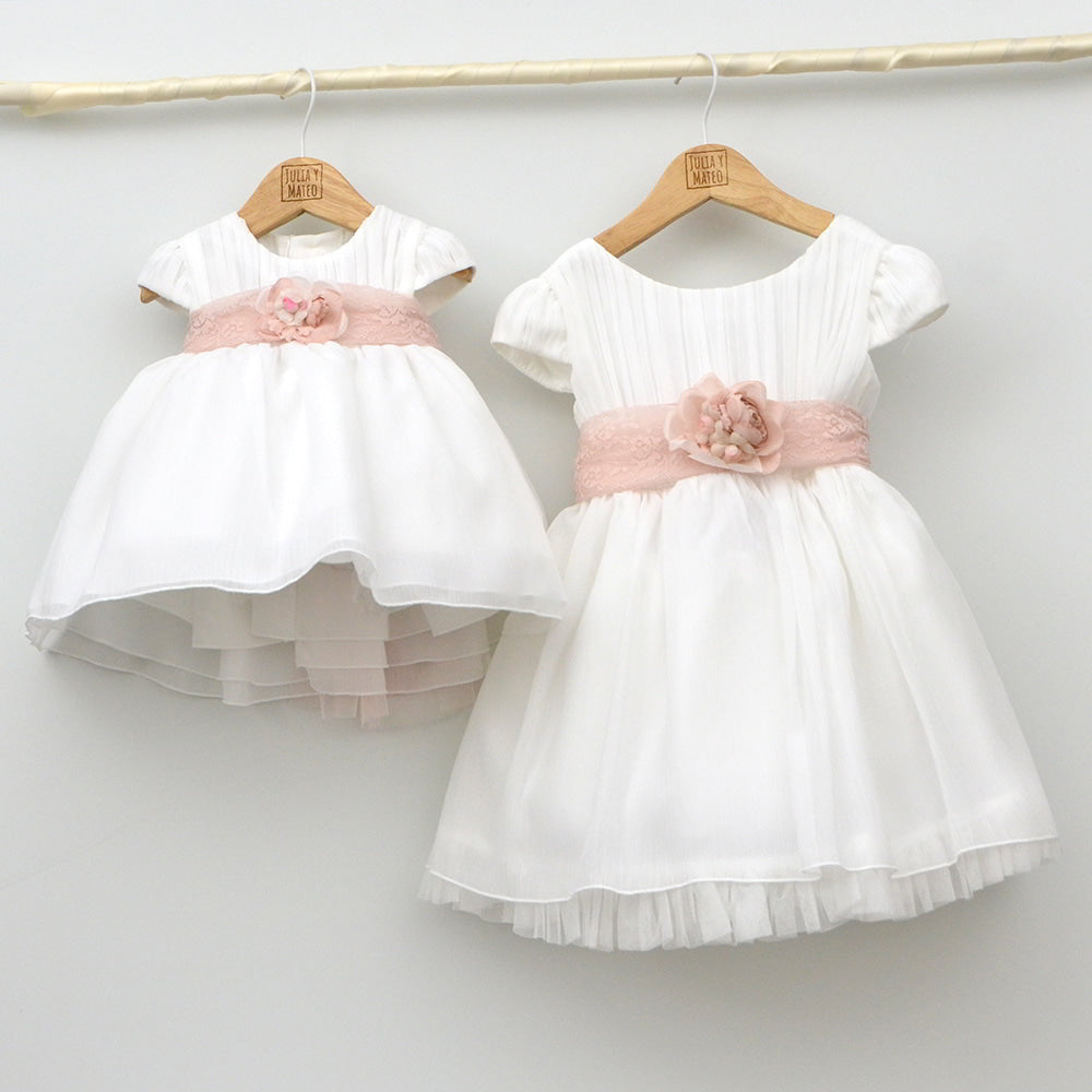 vestido ceremonia niña 2,3,4,5,6 años, fajin rosa, adorno floral tienda online ropa de ceremonia y eventos Amaya mayoral lilus