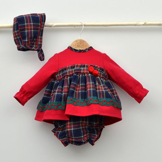 Vestidos capota navidad niñas jesusitos vestir fiestas bebes ropa online para conjuntar a hermanos a juego hecho en españa tartan rojo cuadors escoceses doña carmen mayoral