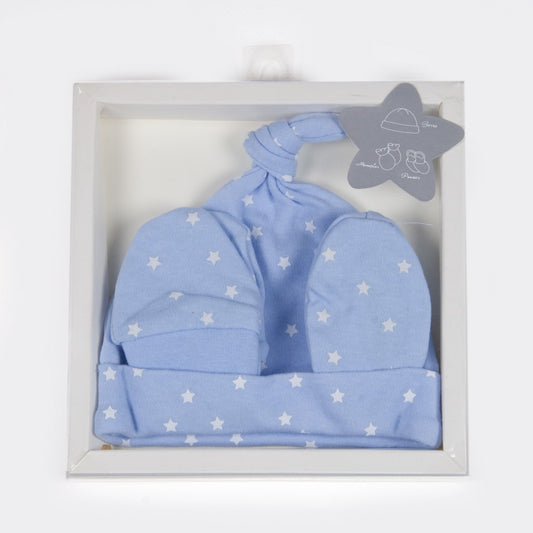 set regalo bebe recien nacido patucos gorrito manoplas celeste canastilla primeras puestas hospital primera puesta regalos padres primerizos algodon