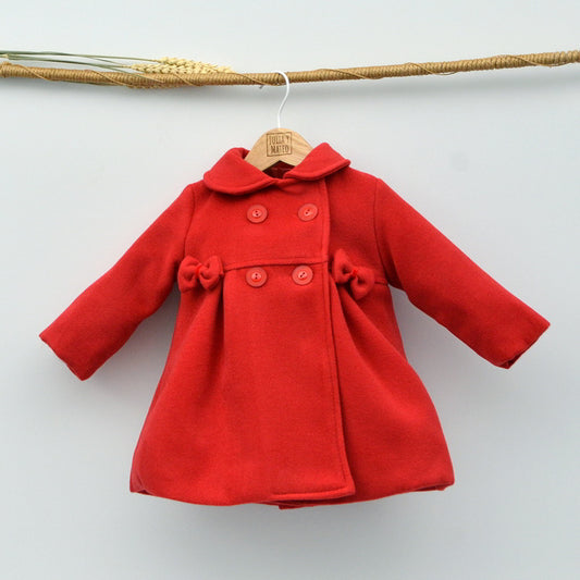 abrigo vestir niña de paño clasico rojo navidad doña carmen mayoral