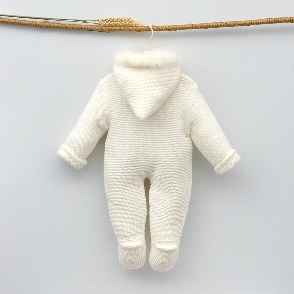 buzo punto gordo niños para invierno capucha con pelo natural bautizo invierno