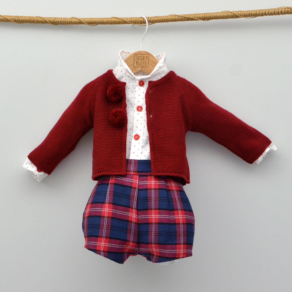 conjunto navidad niños vestir doña carmen mayoral cuadros escoceses hecho en españa vestir hermanos iguales