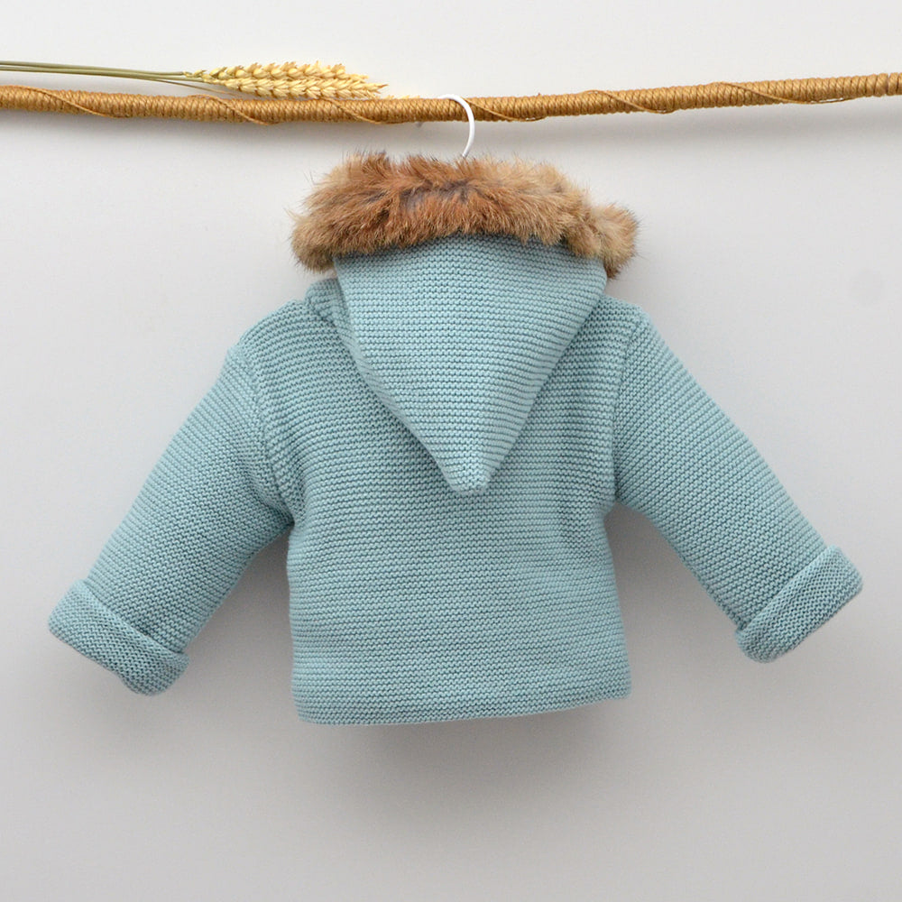 chaqueton punto doble niño pelo natural verde menta doña carmen invierno punto gorda