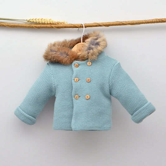 chaqueton punto doble niño pelo natural verde menta doña carmen invierno trenka mayoral