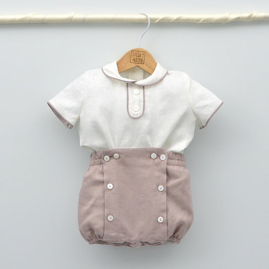 conjuntos niños ceremonia bautizo malva niño lino bebes arras hermanos iguales Amaya españa Santander gijon cuenca