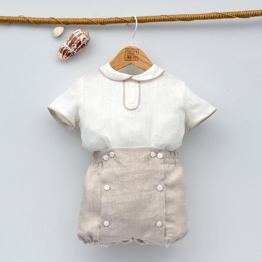 conjunto ceremonia bebe niño color arena traje bautizo doña carmen