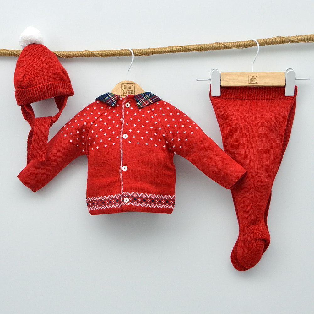 conjunto niño punto Navidad rojo doña carmen mayoral vestir fiestas navideñas bebes