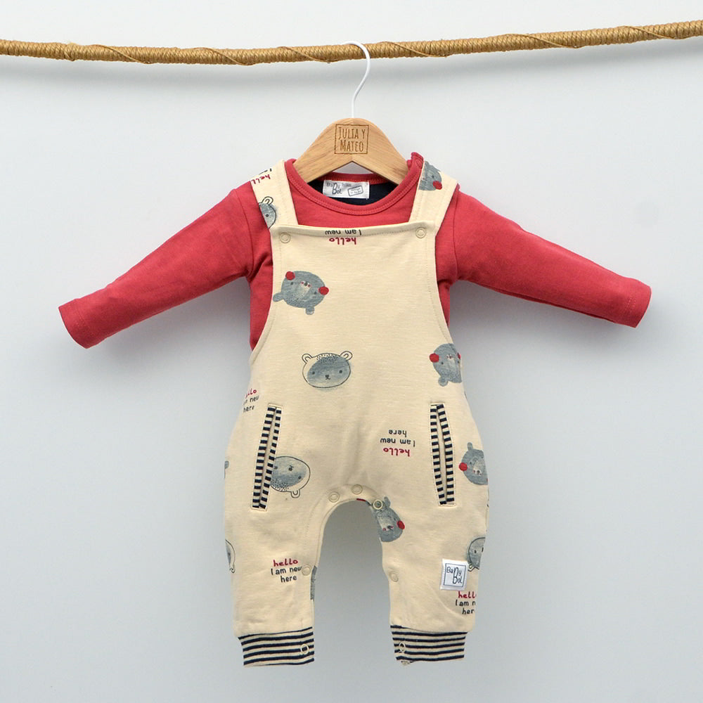 Conjunto bebé Madagascar con camiseta y peto algodón