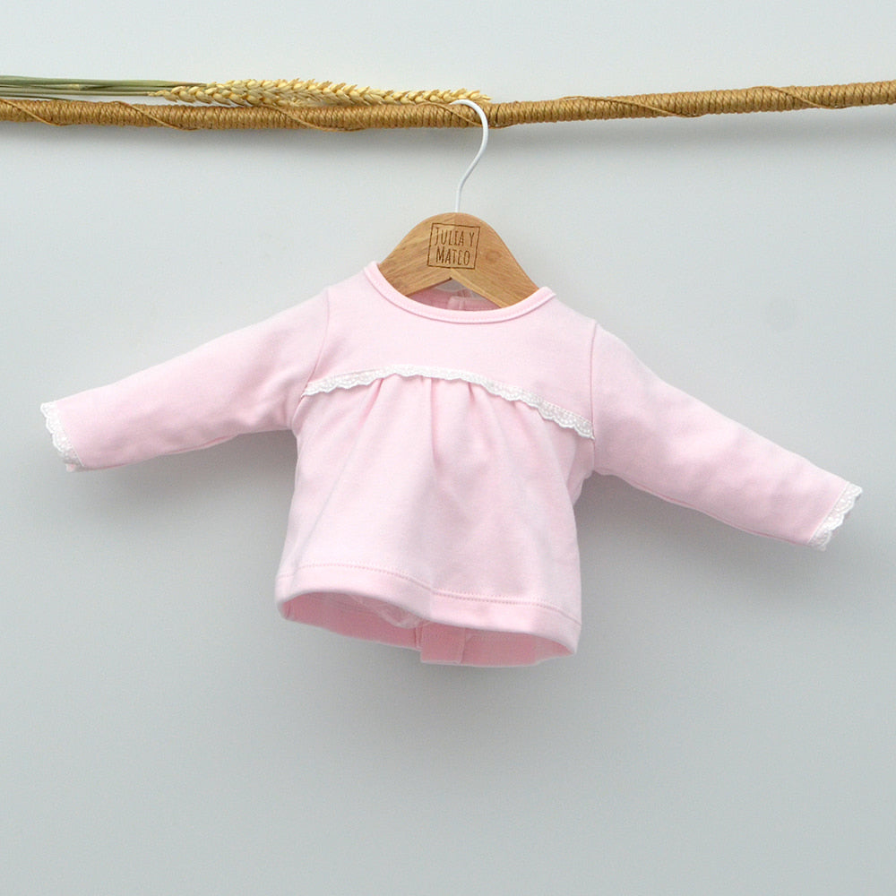 conjuntos polaina primeras puestas hospital bebes niñas recien nacido rosa ropa canastillas hecha en españa con encanto doña carmen Mayoral