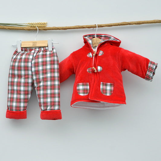 conjuntos niños navidad rojo cuadros escoceses tartan acolchados bebes Blackfriday