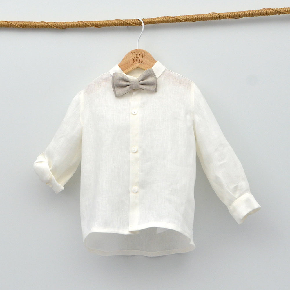 conjunto ceremonia niños bautizo arras pajarita fajin color arena