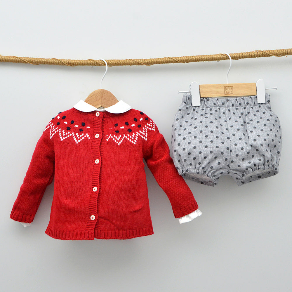 Conjunto bebé Candela con camisa, pololo y jersey