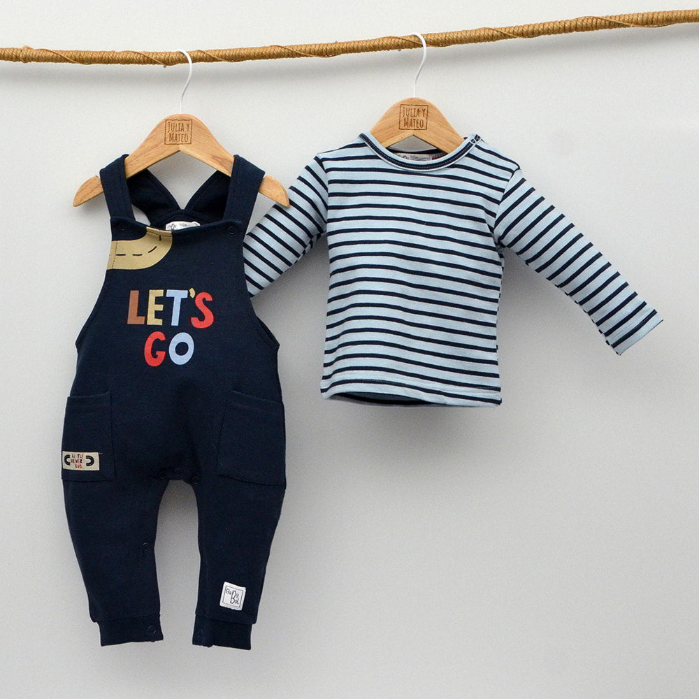 Conjunto bebé Leo con camiseta y peto algodón