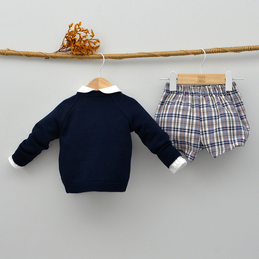 conjunto vestir niño 3 piezas cuadros escoceses jersey doña carmen mayoral