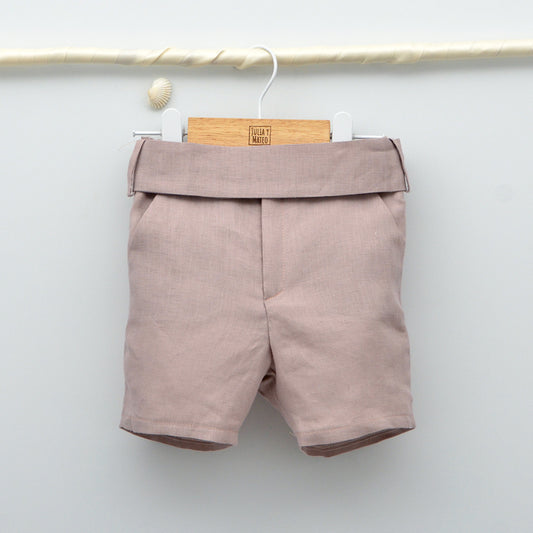 conjunto ceremonia niños para arras con pantalon con fajin en malva, rosa