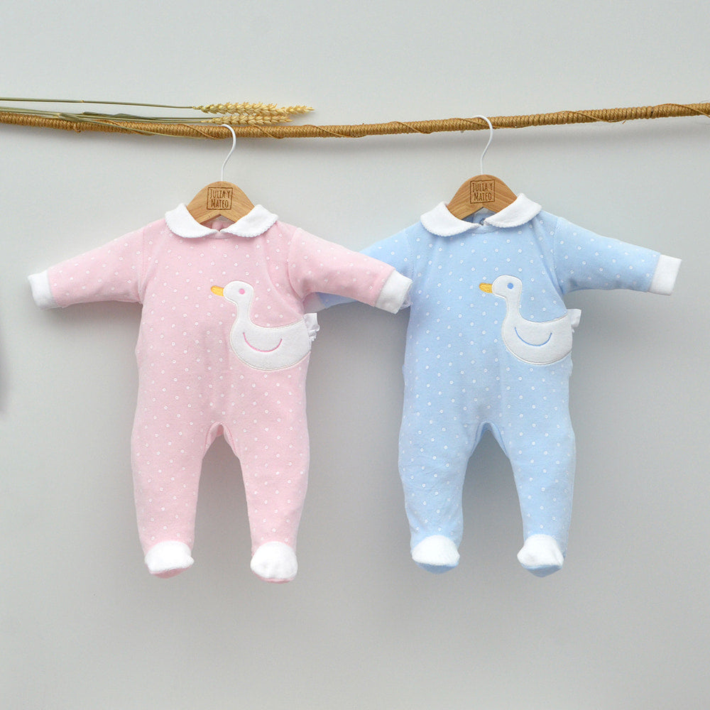 pijama terciopelo patito regalos canastillas bebes con encanto hecho en españa