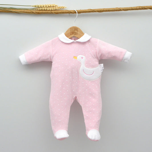 pijama terciopelo patito regalos canastillas bebes con encanto hecho en españa pijama terciopelo hija ana obregon patitos rosa