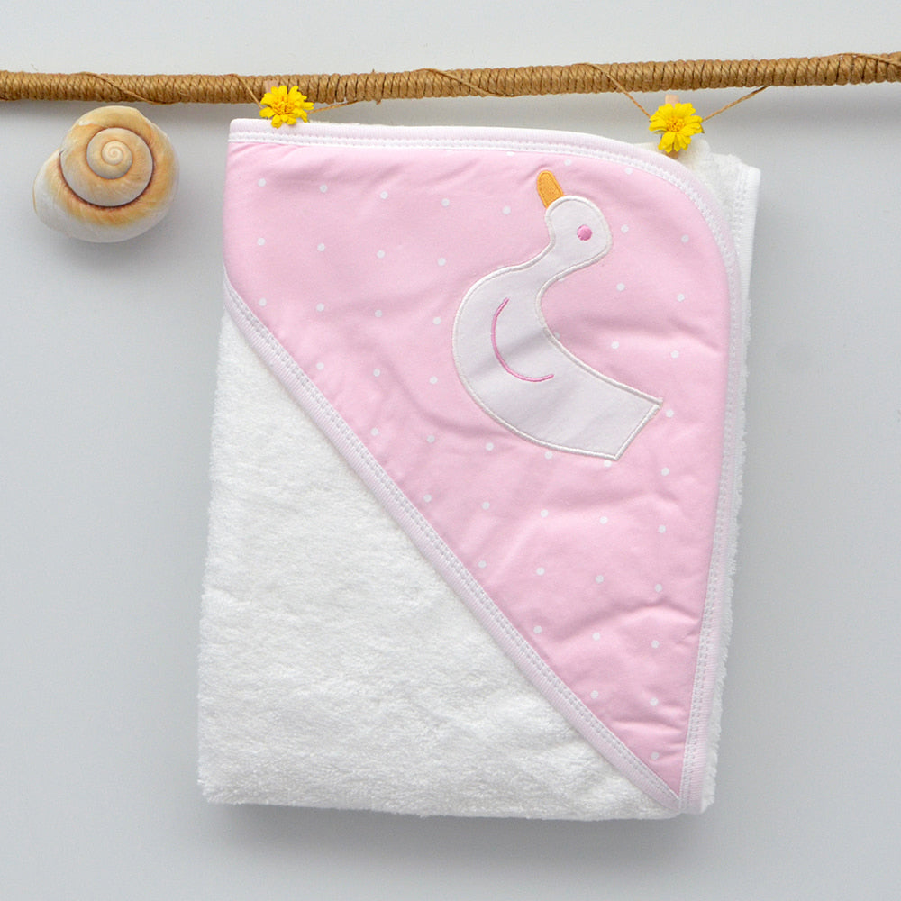 Conjunto Capa de baño y babero algodón Patito
